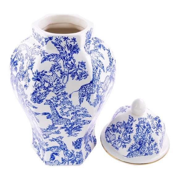 Lilly Pulitzer Blue and White Safari Party Large Ginger Jar - Picture 2 of 4